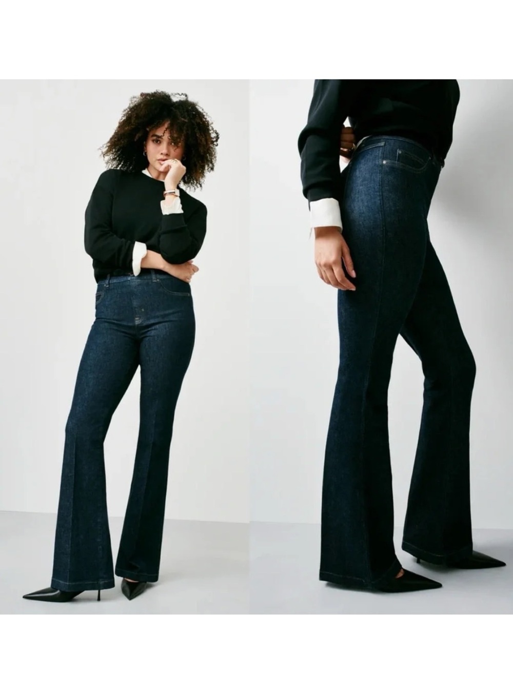 SPANX | EVERYWEAR FLARE DENIM JEANS IN RAW INDIGO (DARK WASH) Size Small NEW